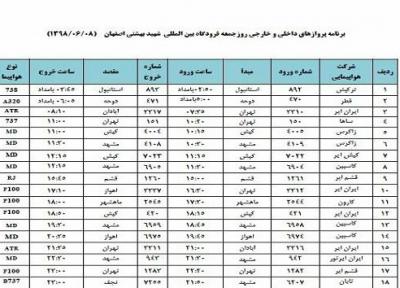 اعلام پروازهای داخلی وخارجی فرودگاه اصفهان
