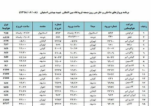 اعلام پروازهای داخلی وخارجی فرودگاه اصفهان اعلام پروازهای داخلی وخارجی فرودگاه اصفهان